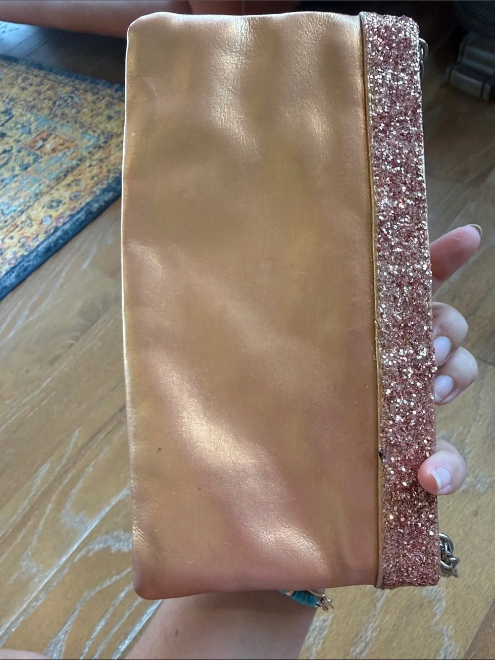 Vintage glitter Kate spade mini Penelope chain purse copper